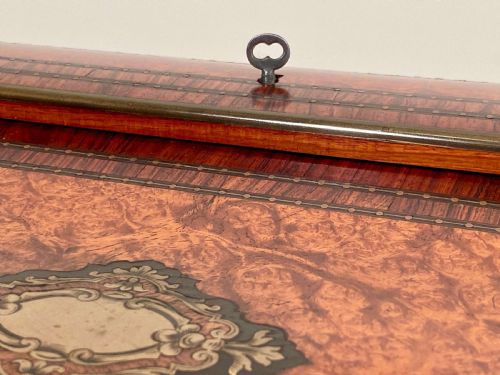 FRENCH WALNUT BURR CAMPAIGN WRITING SLOPE BRASS INLAY 19TH C - ADDITIONAL PHOTO 16