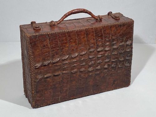 CROCODILE ALLIGATOR LEATHER HORNBACK SUITCASE STORAGE CASE - ADDITIONAL PHOTO 1