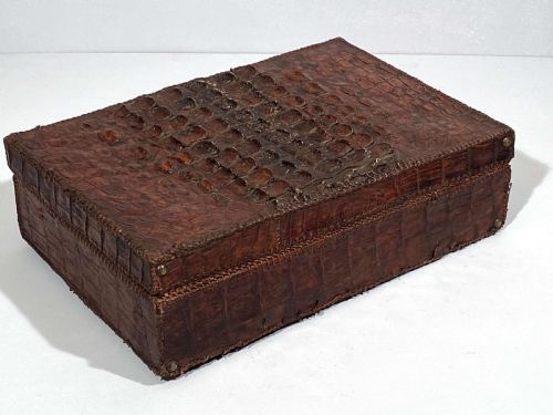 CROCODILE ALLIGATOR LEATHER HORNBACK SUITCASE STORAGE CASE - ADDITIONAL PHOTO 2