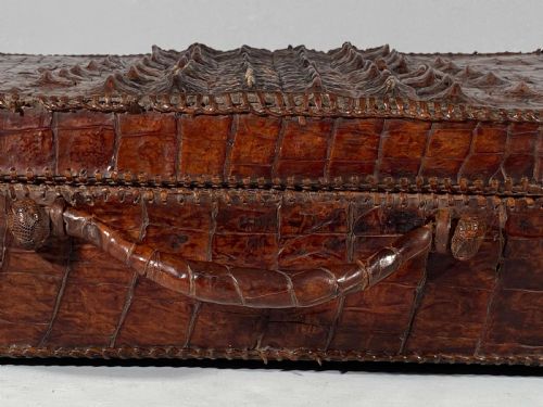 CROCODILE ALLIGATOR LEATHER HORNBACK SUITCASE STORAGE CASE - ADDITIONAL PHOTO 4