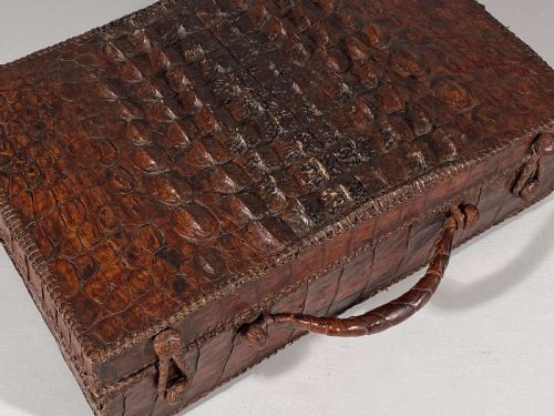 CROCODILE ALLIGATOR LEATHER HORNBACK SUITCASE STORAGE CASE - ADDITIONAL PHOTO 5