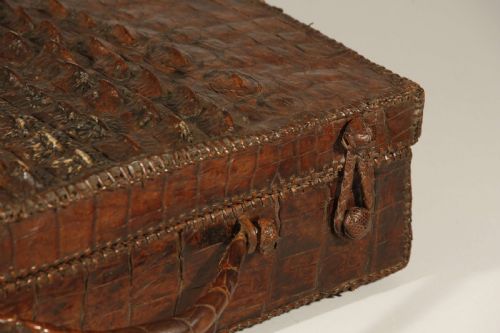 CROCODILE ALLIGATOR LEATHER HORNBACK SUITCASE STORAGE CASE - ADDITIONAL PHOTO 6