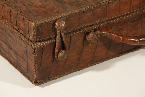 CROCODILE ALLIGATOR LEATHER HORNBACK SUITCASE STORAGE CASE - ADDITIONAL PHOTO 7