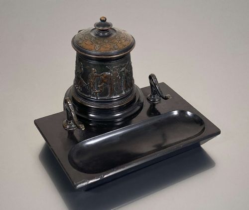 INKWELL GRAND TOUR NEOCLASSICAL PATINATED BRONZE MARBLE CAMPAIGN - ADDITIONAL PHOTO 2