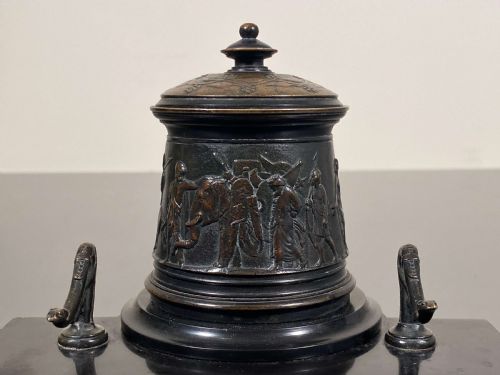 INKWELL GRAND TOUR NEOCLASSICAL PATINATED BRONZE MARBLE CAMPAIGN - ADDITIONAL PHOTO 7