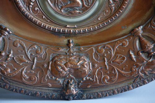 DISH BOWL OVAL COPPER BRASS PLAQUE DIANA THE HUNTRESS 19TH C - ADDITIONAL PHOTO 2