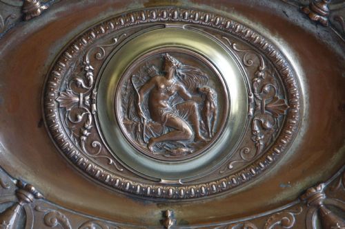 DISH BOWL OVAL COPPER BRASS PLAQUE DIANA THE HUNTRESS 19TH C - ADDITIONAL PHOTO 5