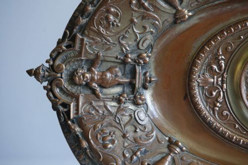 DISH BOWL OVAL COPPER BRASS PLAQUE DIANA THE HUNTRESS 19TH C - ADDITIONAL PHOTO 6