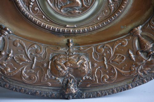 DISH BOWL OVAL COPPER BRASS PLAQUE DIANA THE HUNTRESS 19TH C - ADDITIONAL PHOTO 8