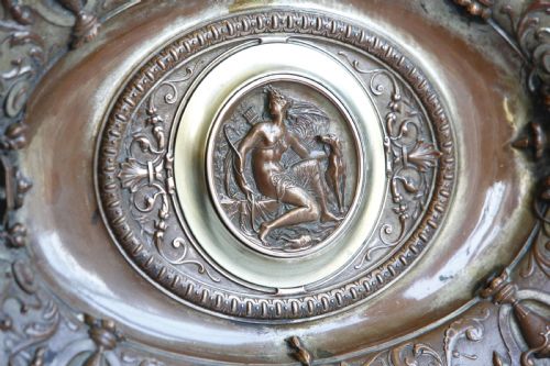DISH BOWL OVAL COPPER BRASS PLAQUE DIANA THE HUNTRESS 19TH C - ADDITIONAL PHOTO 12