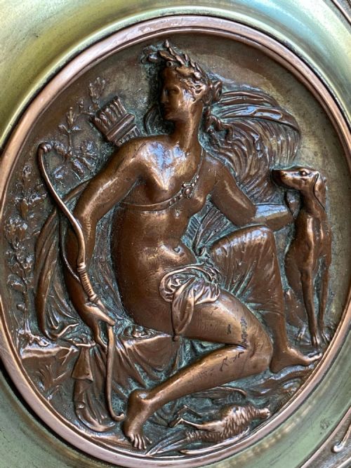 DISH BOWL OVAL COPPER BRASS PLAQUE DIANA THE HUNTRESS 19TH C - ADDITIONAL PHOTO 14