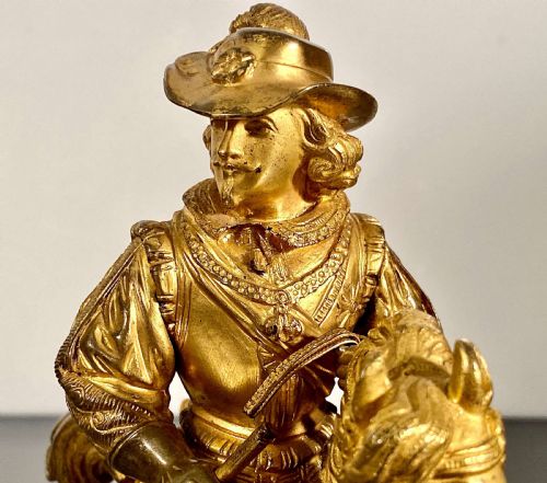 EQUESTRIAN GILT BRONZE ORMOLU STATUETTE OF CHARLES L HORSEBACK RIDING 19TH C - ADDITIONAL PHOTO 5