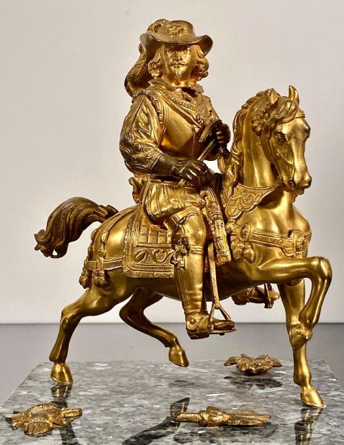 EQUESTRIAN GILT BRONZE ORMOLU STATUETTE OF CHARLES L HORSEBACK RIDING 19TH C - ADDITIONAL PHOTO 8