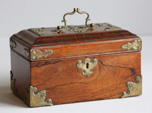 TEA CADDY GEORGE II BRASS PADOUK ENGLISH CIRCA 1760 - ADDITIONAL PHOTO 2