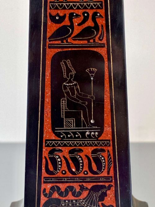 EGYPTIAN REVIVAL BLACK ROUGE GRIOTTE MARBLE OBELISK GRAND TOUR PAIR 19TH CENTURY - ADDITIONAL PHOTO 1