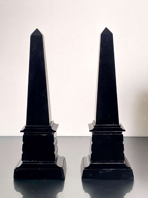 EGYPTIAN REVIVAL BLACK ROUGE GRIOTTE MARBLE OBELISK GRAND TOUR PAIR 19TH CENTURY - ADDITIONAL PHOTO 6