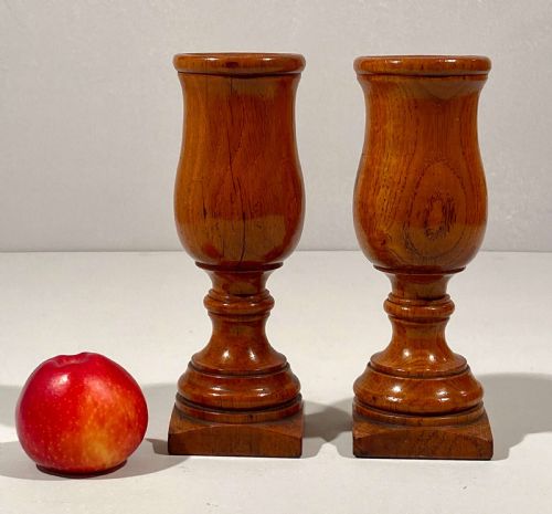 OAK TURNED URN SPILL STEM VASES ENGLISH PAIR CIRCA 1880 - ADDITIONAL PHOTO 6