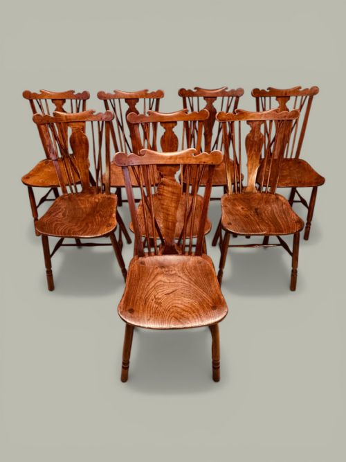 WINDSOR COMB BACK SIDE CHAIRS SET OF 8 IN FRUITWOOD ELM C1780