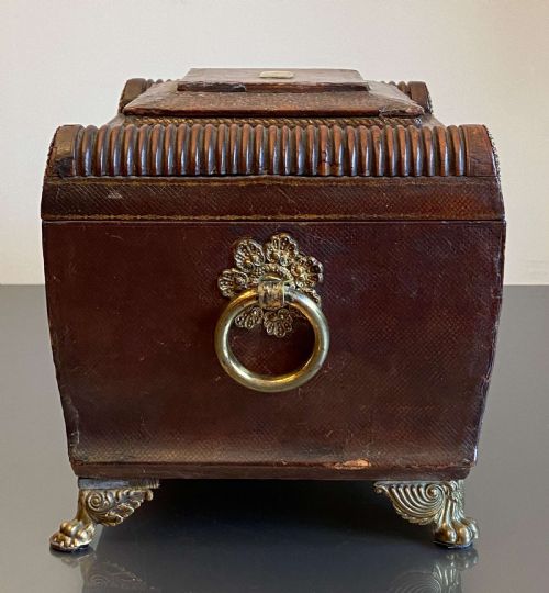 REGENCY LEATHER BOUND WRITING SLOPE SEWING JEWELLERY BOX ENGRAVED K 1818 - ADDITIONAL PHOTO 9