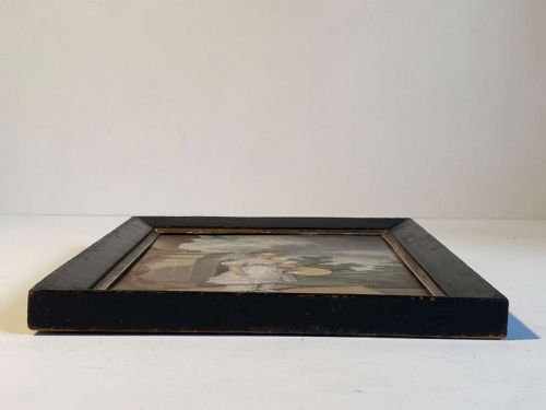 19C NAIVE OIL PAINTING OF A YOUNG GIRL IN AN ARCHITECTURAL SCENE - ADDITIONAL PHOTO 8