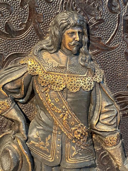 PAIR OF WHITE METAL AND GILDED BRONZE RELIEF PLAQUES WITH 17C FIGURES - ADDITIONAL PHOTO 2