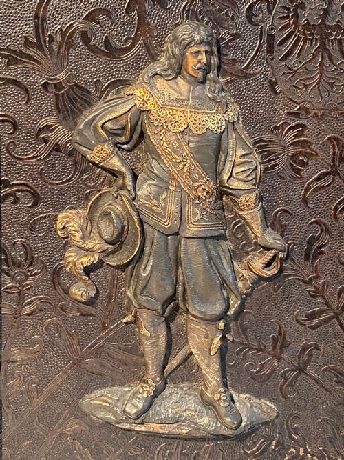 PAIR OF WHITE METAL AND GILDED BRONZE RELIEF PLAQUES WITH 17C FIGURES - ADDITIONAL PHOTO 4