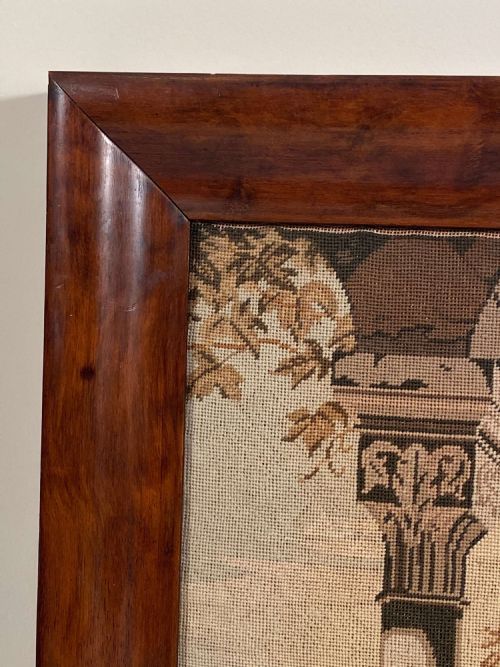 HUNTING FALCONRY EMBROIDERED TAPESTRY CLASSICAL FEMALE PORTRAIT WOOL CIRCA 1890 - ADDITIONAL PHOTO 7
