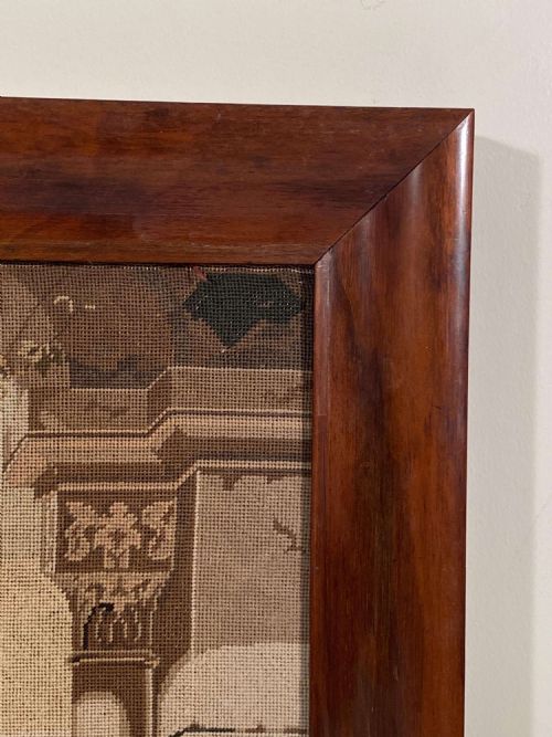 HUNTING FALCONRY EMBROIDERED TAPESTRY CLASSICAL FEMALE PORTRAIT WOOL CIRCA 1890 - ADDITIONAL PHOTO 8