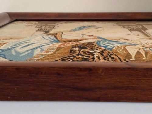 HUNTING FALCONRY EMBROIDERED TAPESTRY CLASSICAL FEMALE PORTRAIT WOOL CIRCA 1890 - ADDITIONAL PHOTO 11