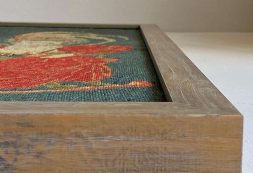 EMBROIDERED TAPESTRY PORTRAIT WOOL RIDING HOOD C1890TAPESTRY EMBROIDERED GROSPOINT WOOL PICTURE OF A DEPICTION OF LITTLE RED RIDING HOOD - ADDITIONAL PHOTO 5