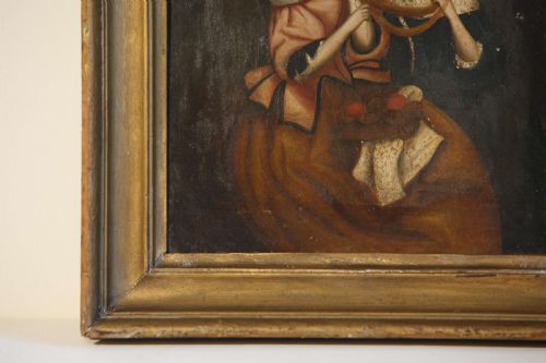 OIL PAINTING LADIES ON ZINC PANEL 19TH C VICTORIAN - ADDITIONAL PHOTO 1