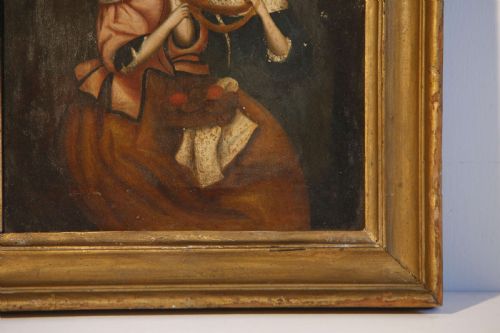OIL PAINTING LADIES ON ZINC PANEL 19TH C VICTORIAN - ADDITIONAL PHOTO 2