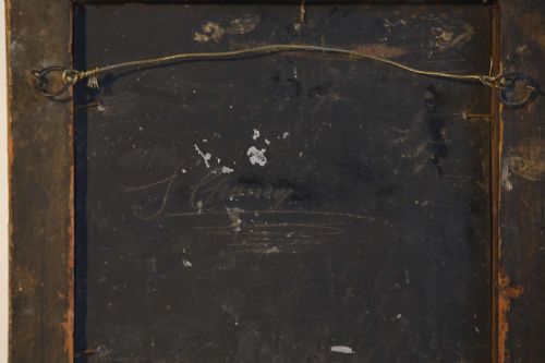 OIL PAINTING LADIES ON ZINC PANEL 19TH C VICTORIAN - ADDITIONAL PHOTO 4