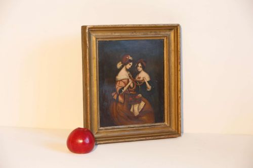 OIL PAINTING LADIES ON ZINC PANEL 19TH C VICTORIAN - ADDITIONAL PHOTO 10