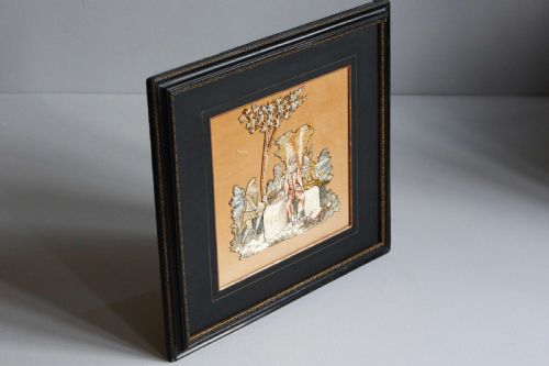 SILK EMBROIDERY NEEDLEWORK MOUNTED PICTURE PANEL 19THC - ADDITIONAL PHOTO 3