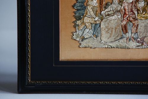 SILK EMBROIDERY NEEDLEWORK MOUNTED PICTURE PANEL 19THC - ADDITIONAL PHOTO 5