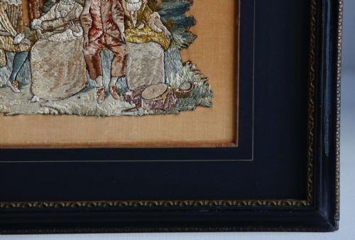 SILK EMBROIDERY NEEDLEWORK MOUNTED PICTURE PANEL 19THC - ADDITIONAL PHOTO 6