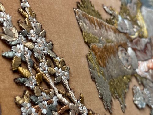 SILK EMBROIDERY NEEDLEWORK MOUNTED PICTURE PANEL 19THC - ADDITIONAL PHOTO 12