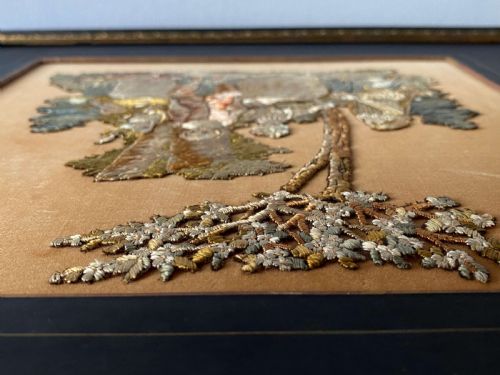 SILK EMBROIDERY NEEDLEWORK MOUNTED PICTURE PANEL 19THC - ADDITIONAL PHOTO 13