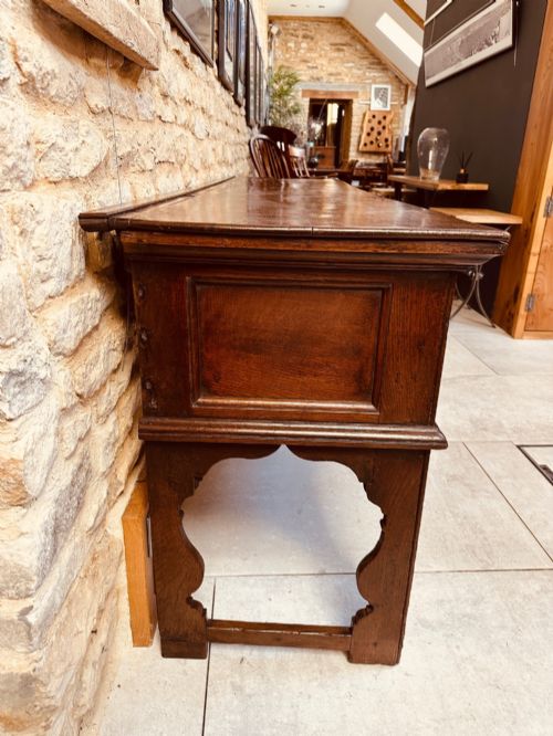 OAK DRESSER BASE WITH BLIND SILHOUETTE LEGS C1760 - ADDITIONAL PHOTO 5
