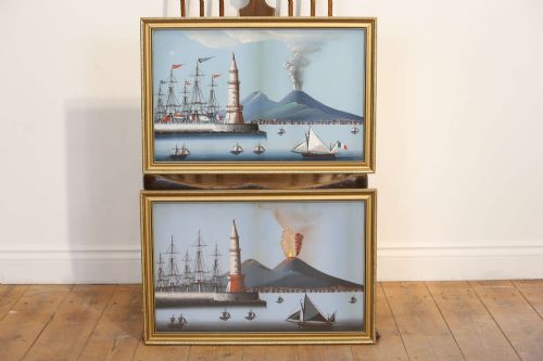 Gouache Paintings 19th Century Pair