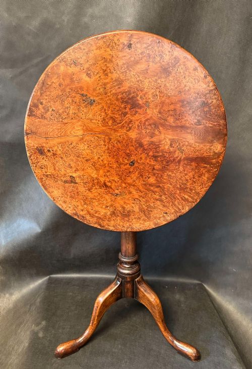 BURR YEW PEDESTAL BASE TABLE, C1780