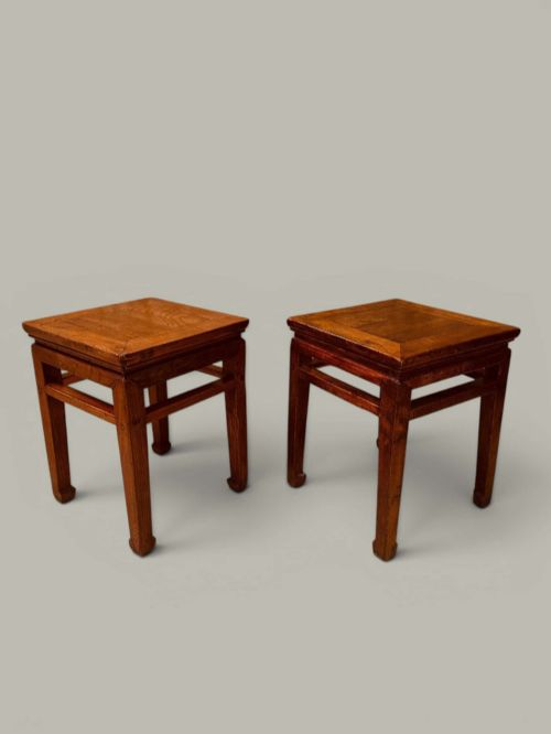Chinese Side Tables, Near Pair in Elm C1890