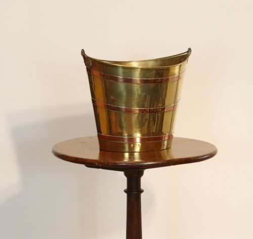 Georgian English Brass and Copper Peat Oyster Bucket