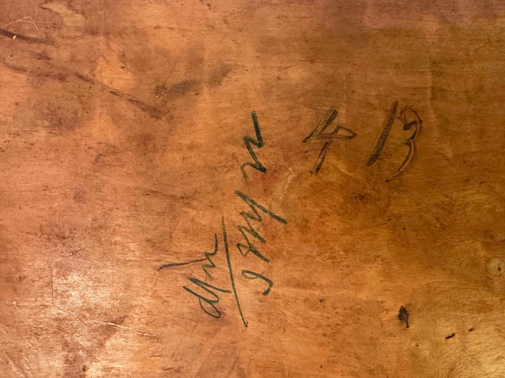 A two-tier carved hardwood side table with splayed legs and relief-carved leaf patterns across the tabletop and lower shelf. View XIV