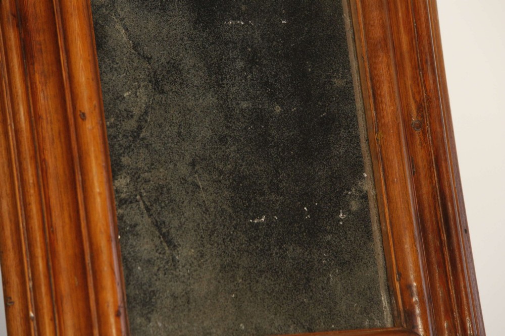 A pair of matching rectangular wall mirrors with deep moulded pine frames and distressed glass plates. View VI