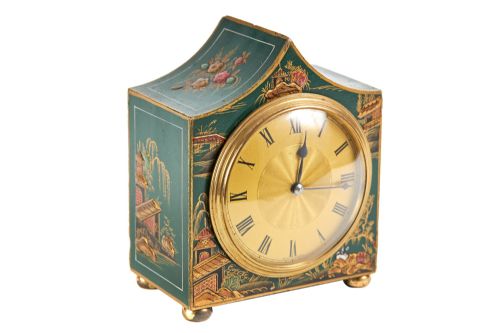 Antique Green Chinoiserie Mantel Clock
