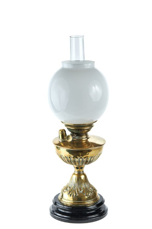 Early 19th Century Embossed Brass Oil Lamp