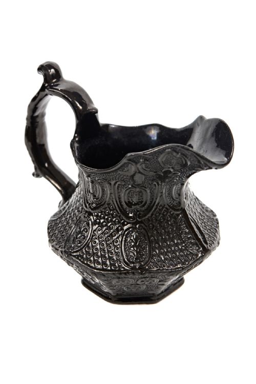 Antique 19th Century Black Basalt Pottery Milk Jug