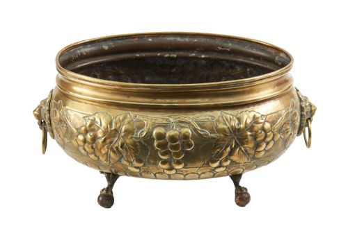 Antique Embossed Brass Planter